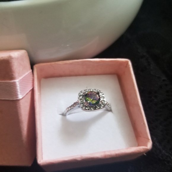 Jewelry - Gorgeous Silver Plated Rainbow Zircon Ring